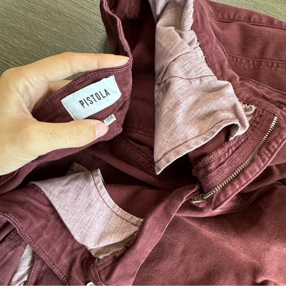 Pistola Skinny Audrey Moto Jeans Maroon Red Burgundy 18 W - Picture 6 of 10